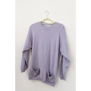 Vtg Kilkenny Lavender periwinkle Purple Wool Sweater Ireland Women's L Pockets